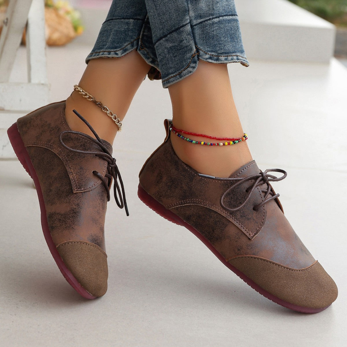 “Women’s retro soft leather slip-on loafers with Western design and cushioned comfort — Trend Step”