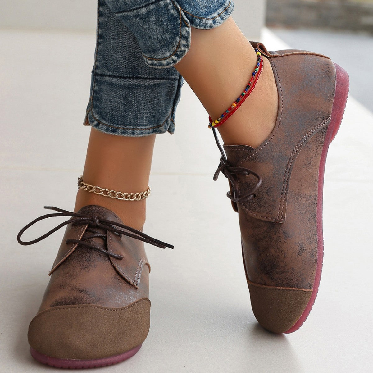 “Women’s retro soft leather slip-on loafers with Western design and cushioned comfort — Trend Step”