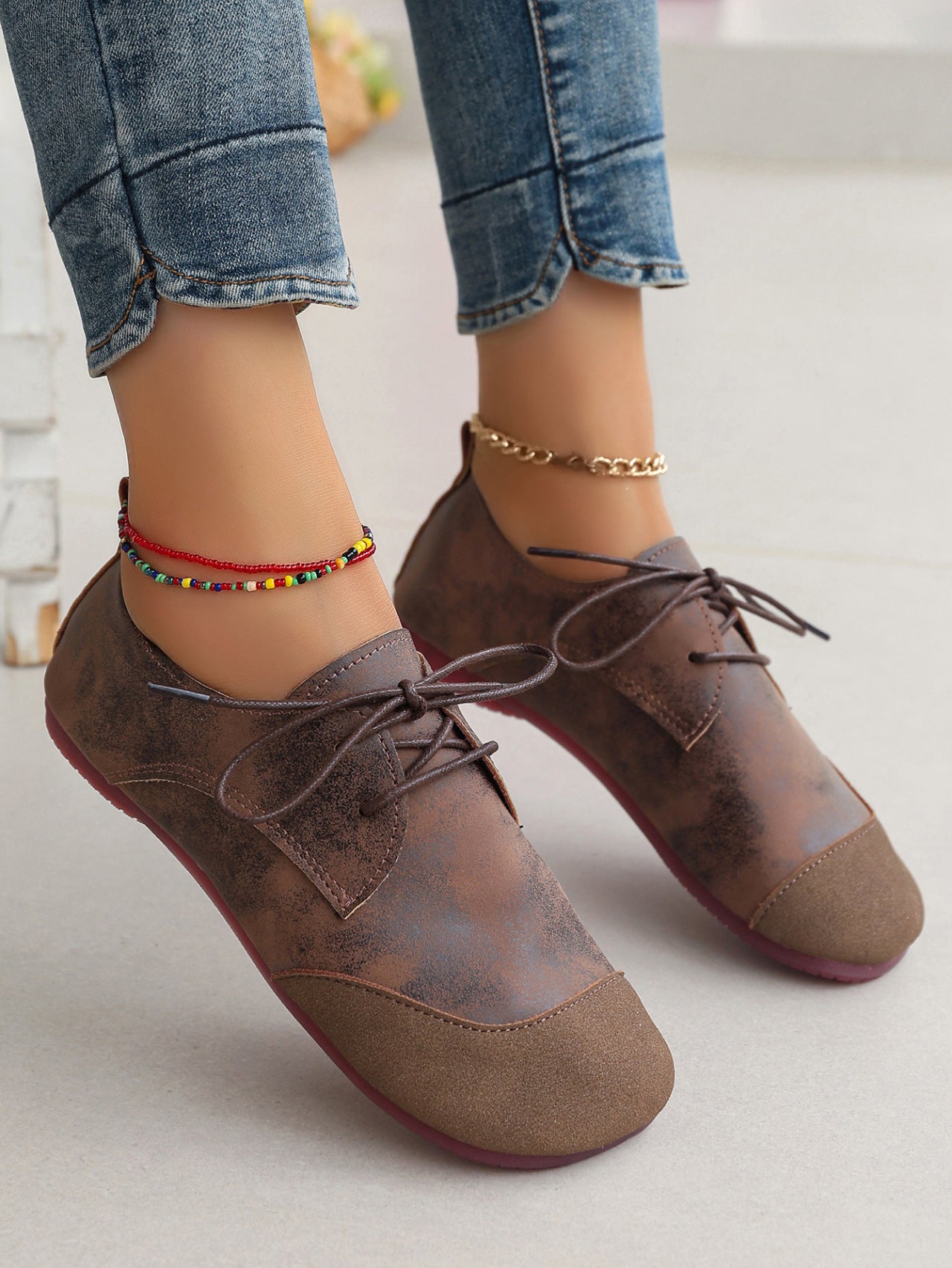 “Women’s retro soft leather slip-on loafers with Western design and cushioned comfort — Trend Step”