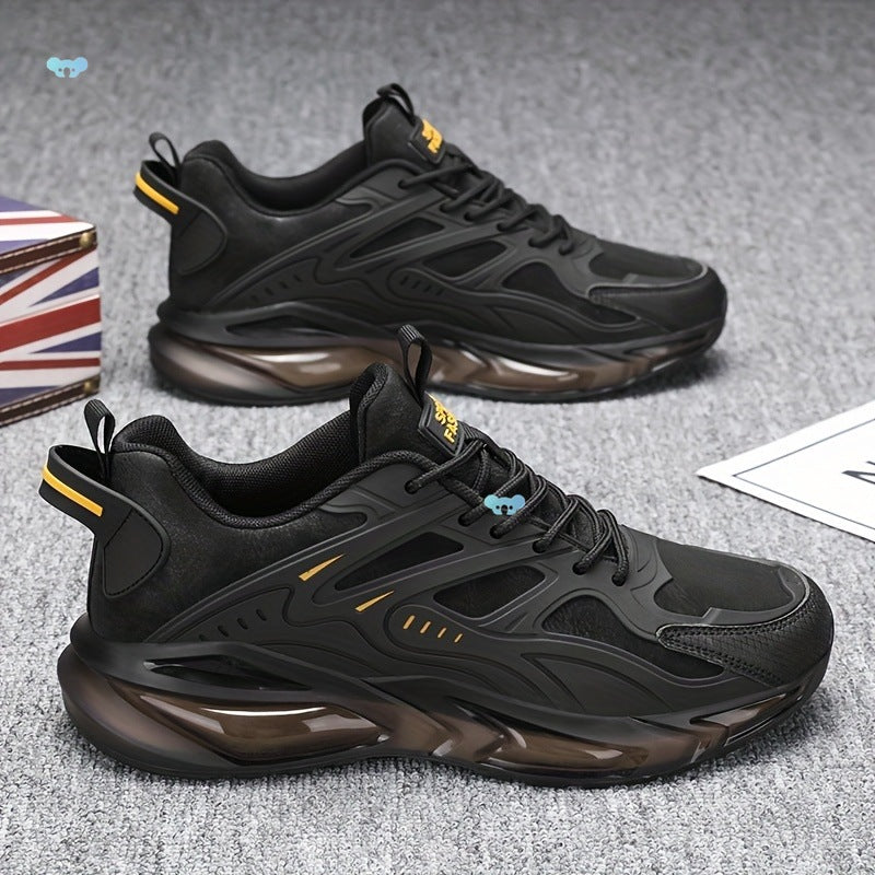 “Black men’s shock-absorbing air-cushion sports sneakers with cushioned sole — Trend Step”