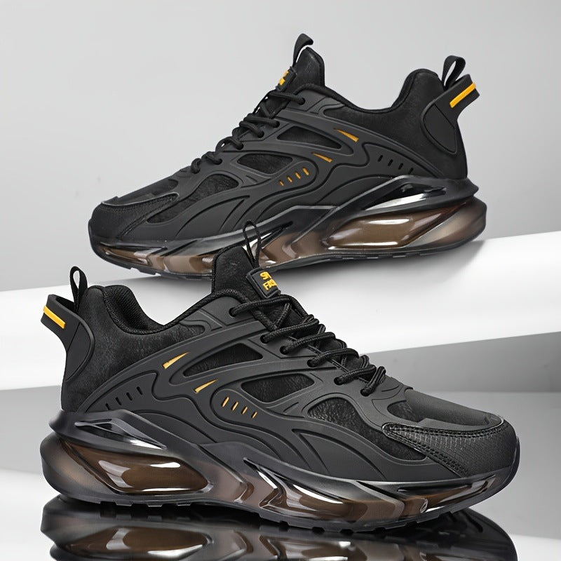 “Black men’s shock-absorbing air-cushion sports sneakers with cushioned sole — Trend Step”