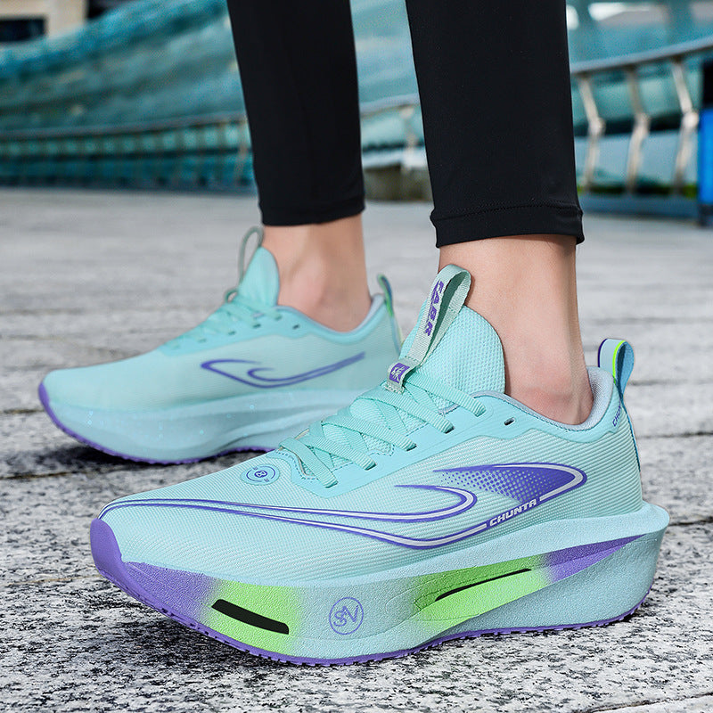 “Men’s beige and orange shock-absorbing comfort running sneakers with cushioned sole – Trend Step”