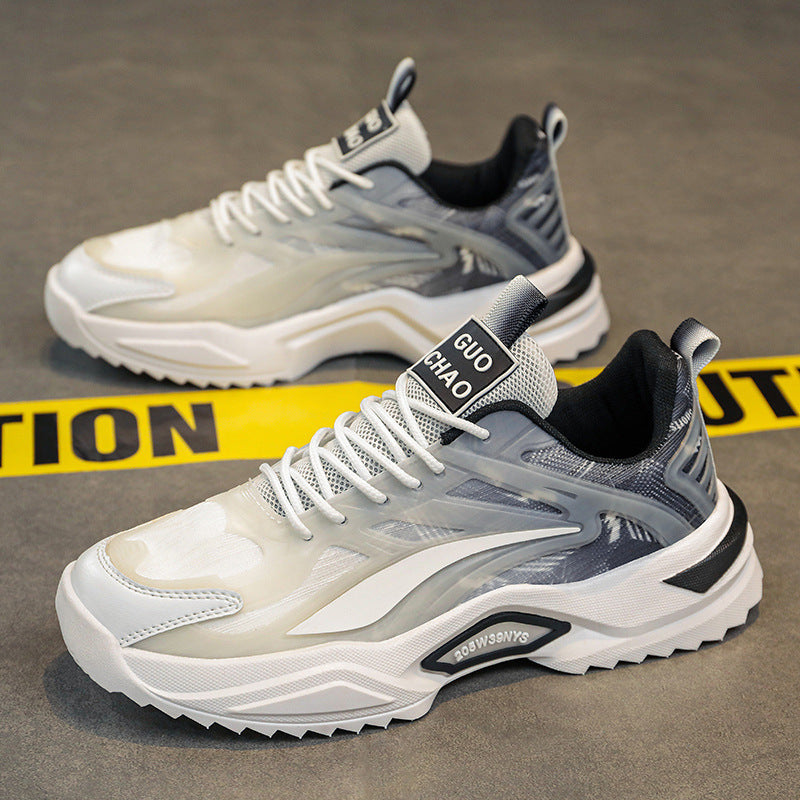 Men’s thick-sole breathable performance running shoes with blue overlay design — Trend Step