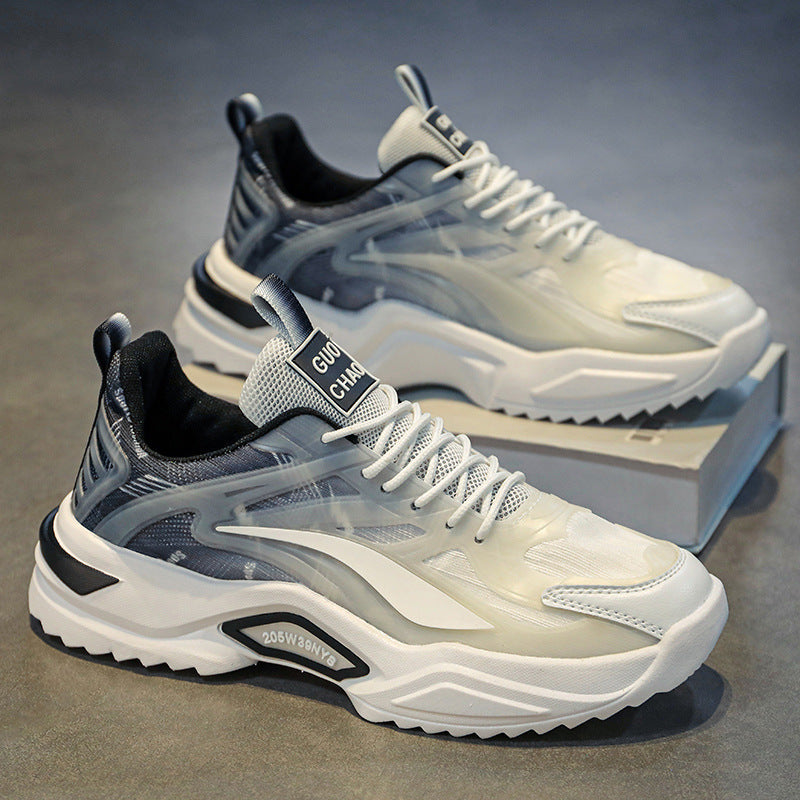 Men’s thick-sole breathable performance running shoes with blue overlay design — Trend Step