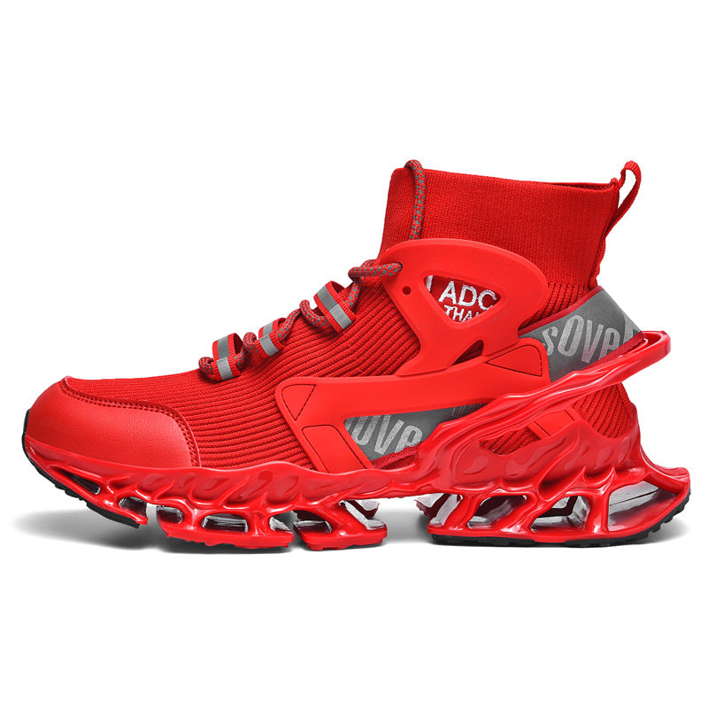 “Red ultra-light fly-knit blade sole performance sneakers for men — Trend Step”